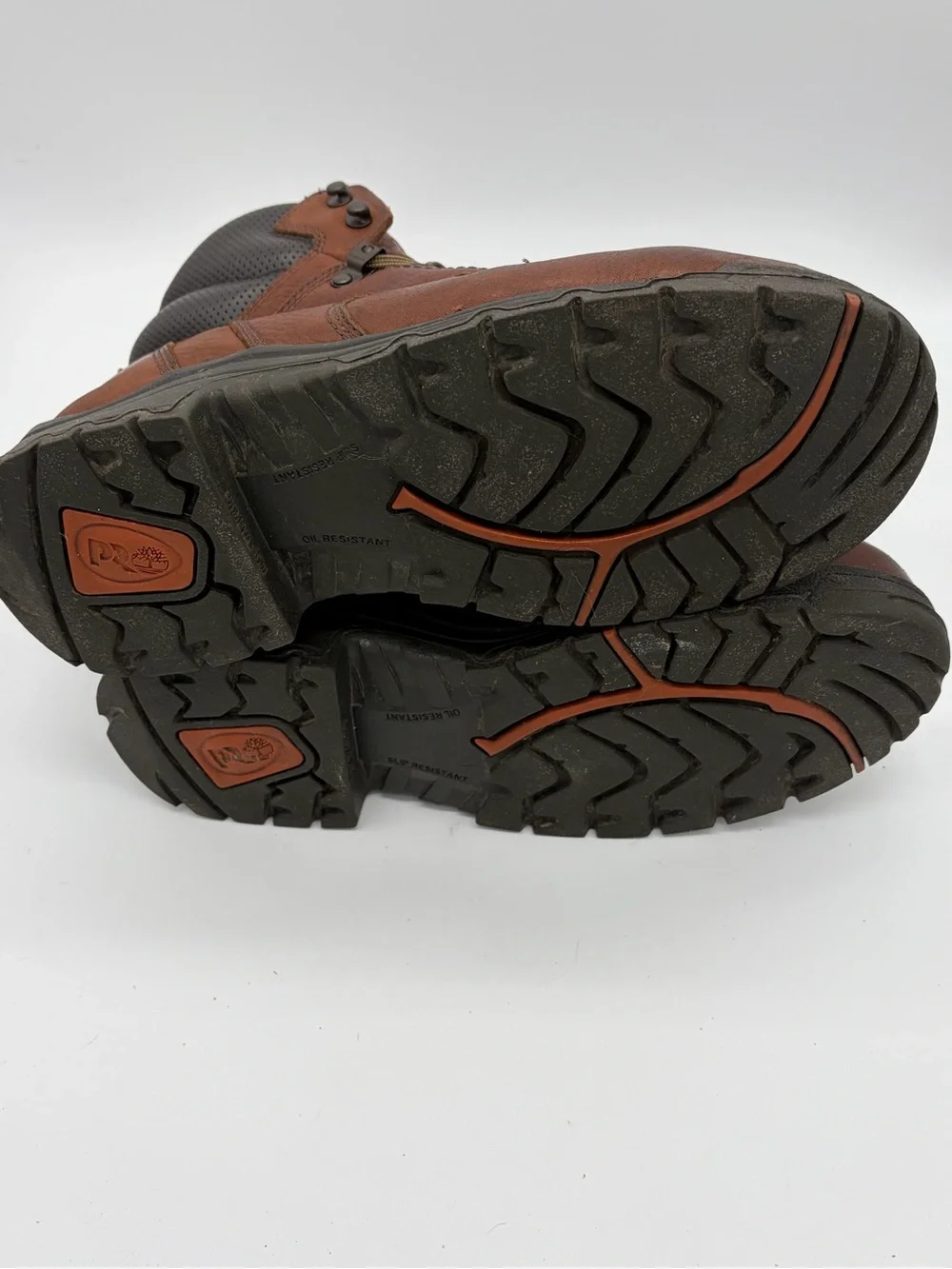 Timberland PRO Brown Leather Work Boots with Orange Lining